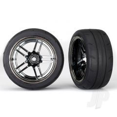 Tyres & Wheels assembled glued (split-spoke black chrome wheels 1.9in Response Tyres) (extra wide rear) (2pcs)