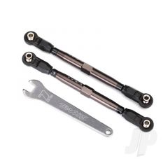 Toe links front Unlimited Desert Racer (Tubes dark titanium anodized 7075-T6 aluminium stronger than titanium) (102mm) (2pcs) (assembled with rod ends and hollow balls) / aluminium wrench 7mm (1pc)