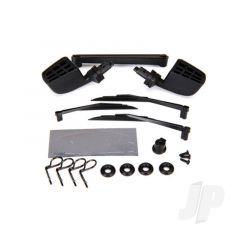 Mirrors side black (left & right) / o-rings (4pcs) / windshield wipers left right & rear / wiper retainers (2pcs) / body clips (4pcs) / 1.6x5 BCS (self-tapping) (3pcs)