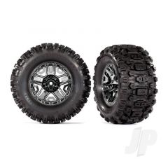 Tyres & wheels assembled glued (black chrome 2.8 wheels Sledgehammer Tyres foam inserts) (2) (TSM rated)