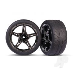 Tyres and wheels assembled glued (split-spoke black chrome wheels?