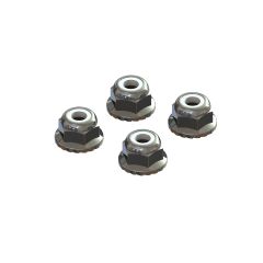 Flanged Nyloc Locknut 4mm Silver (4)