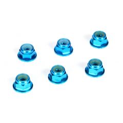 4mm Aluminum Serrated Lock Nuts Blue (6)