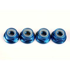 Nuts 5mm flanged nylon locking (aluminum blue-anodized) (4