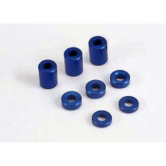 Blue-anodized aluminum spacers (3x6x8mm) (3)/ (3x6x1.5mm) (