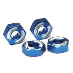 Wheel hubs hex 6061-T6 aluminum (blue) (4)/ axle pins (2.