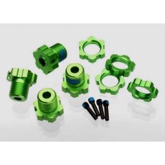 Wheel hubs splined 17mm (green-anodized) (4)/ wheel nuts