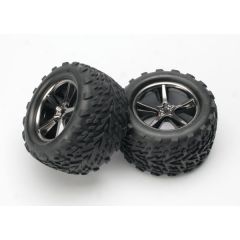 Tires & wheels assembled glued (Gemini black chrome wheels