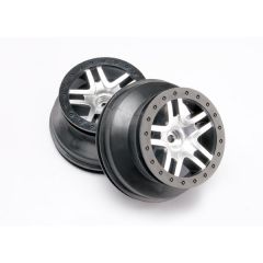 Wheels SCT Split-Spoke satin chrome black beadlock style