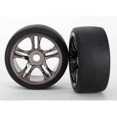 Tires & wheels FR -split-spoke black chrome slick tires (S