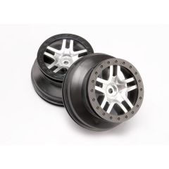 Wheels SCT Split-Spoke satin chrome black beadlock style