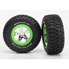 Tire & wheel assy(SCTchromeGreen beadlock BFGoodrich Mud-