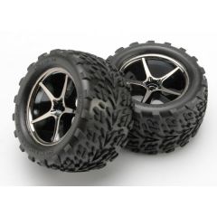 Tires and wheels assembled glued (Gemini black chrome whee