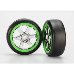 Tires & wheels-Volk Racing TE37 chrome/green wheels 1.9 Gym