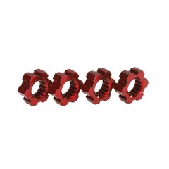 Wheel hubs hex aluminum (red-anodized) (4)